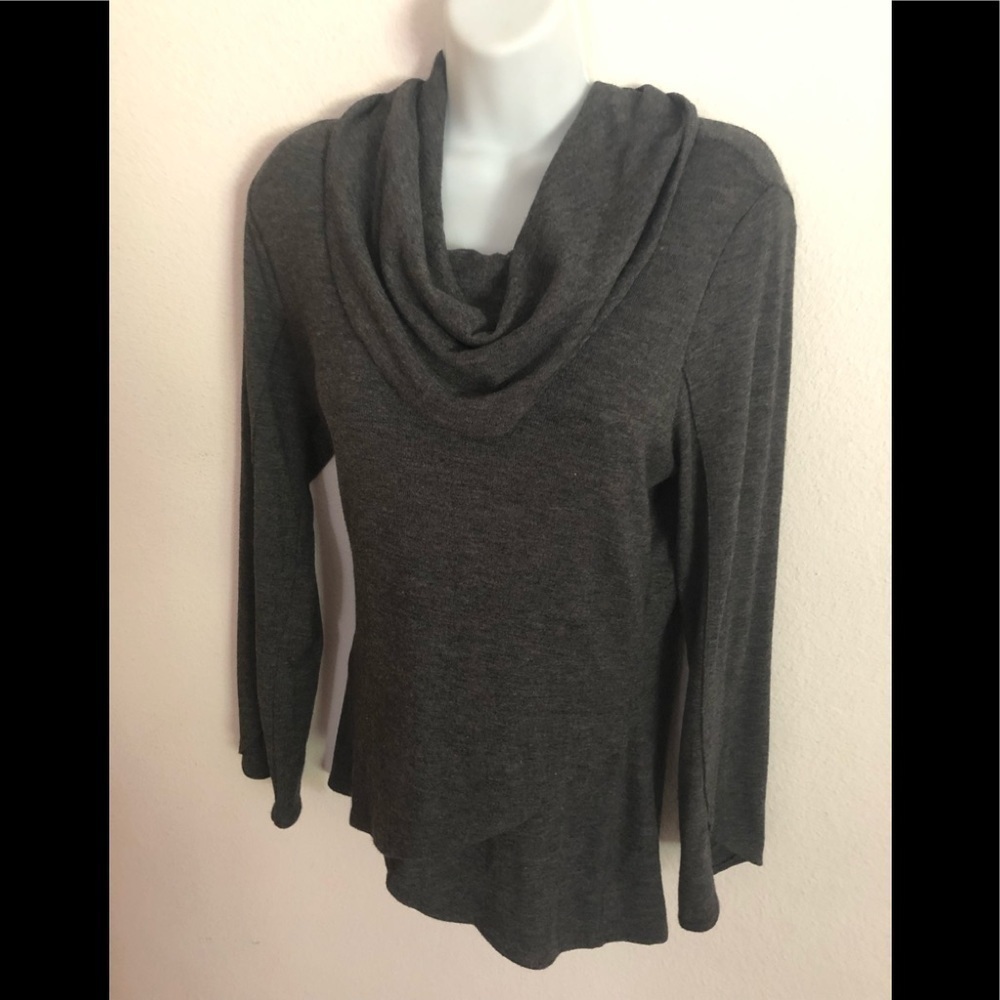 Soft Surroundings Cozy Gray Cowl Neck LS Sweater M Soft Casual Fall Cozy Career
